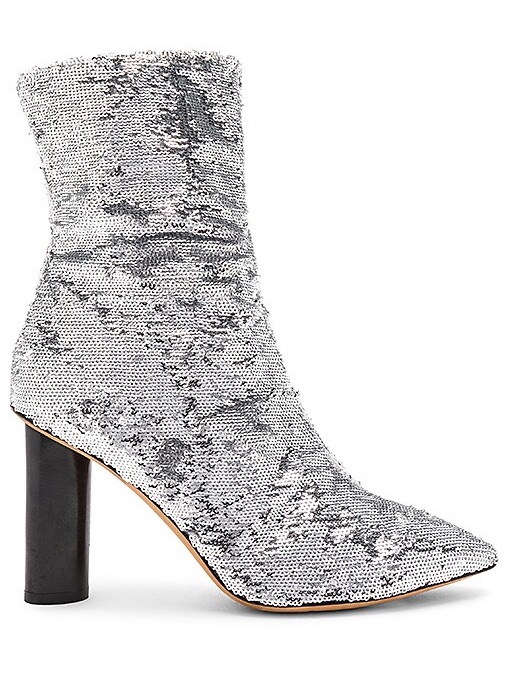 Iro Paris Abelin Sequin Ankle Boots Silver Party Statement Heels 6